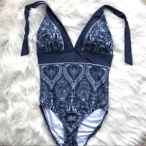Blue paisley print Venus one piece